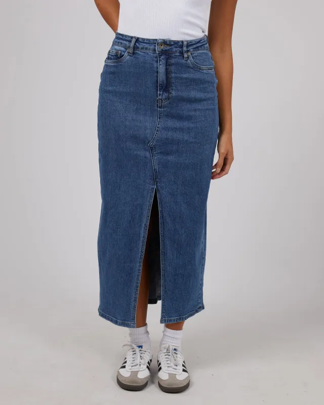 Eva Comfort Maxi Skirt Mid Blue sold by edge clothing
