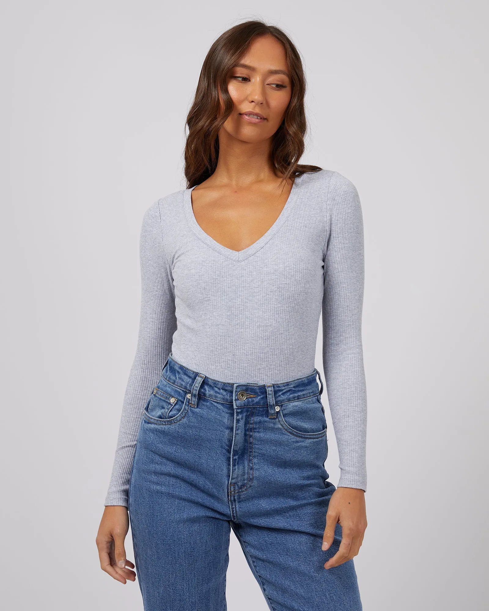 Lily Long Sleeve Grey Marle sold by edge clothing