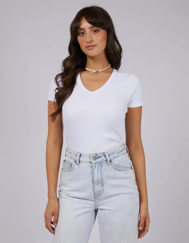 Eve Rib V Neck Tee White sold by edge clothing