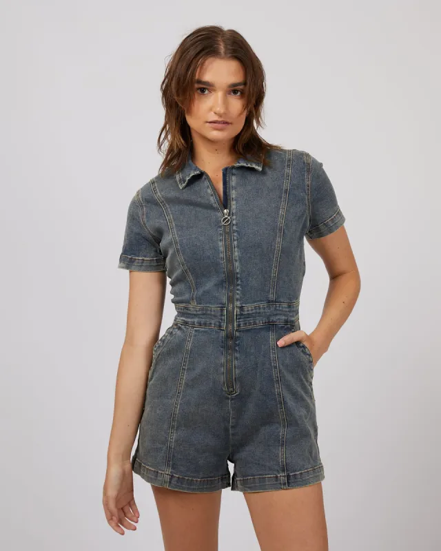 Boston Playsuit Dirty Denim sold by edge clothing