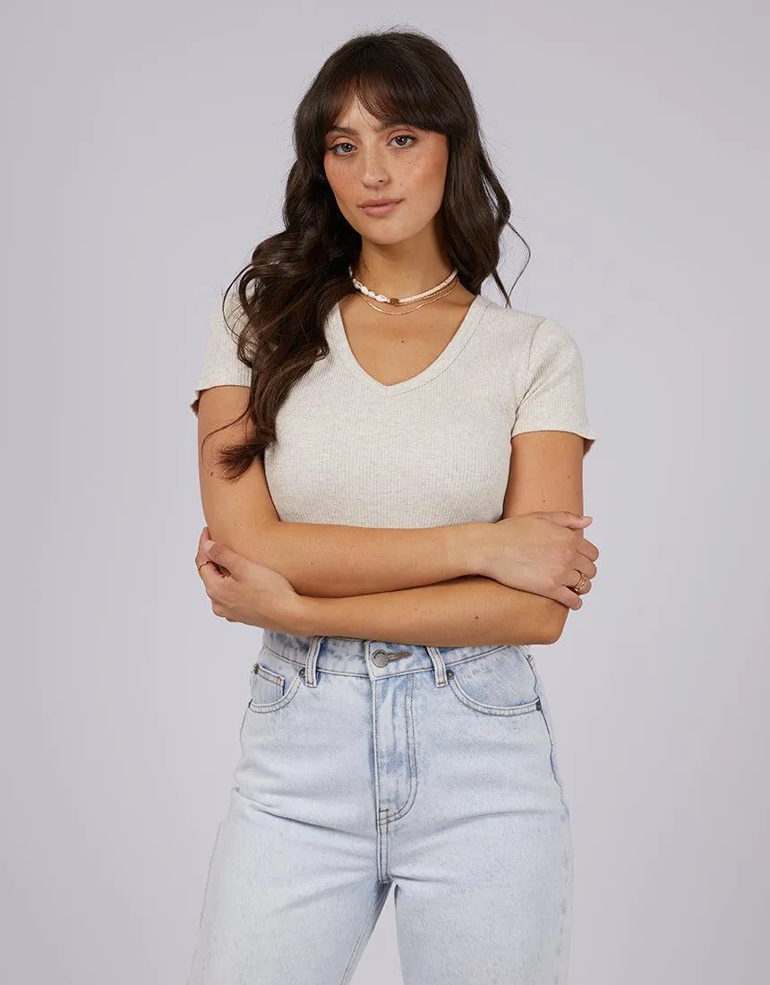 Eve Rib V Neck Tee Oat sold by edge clothing