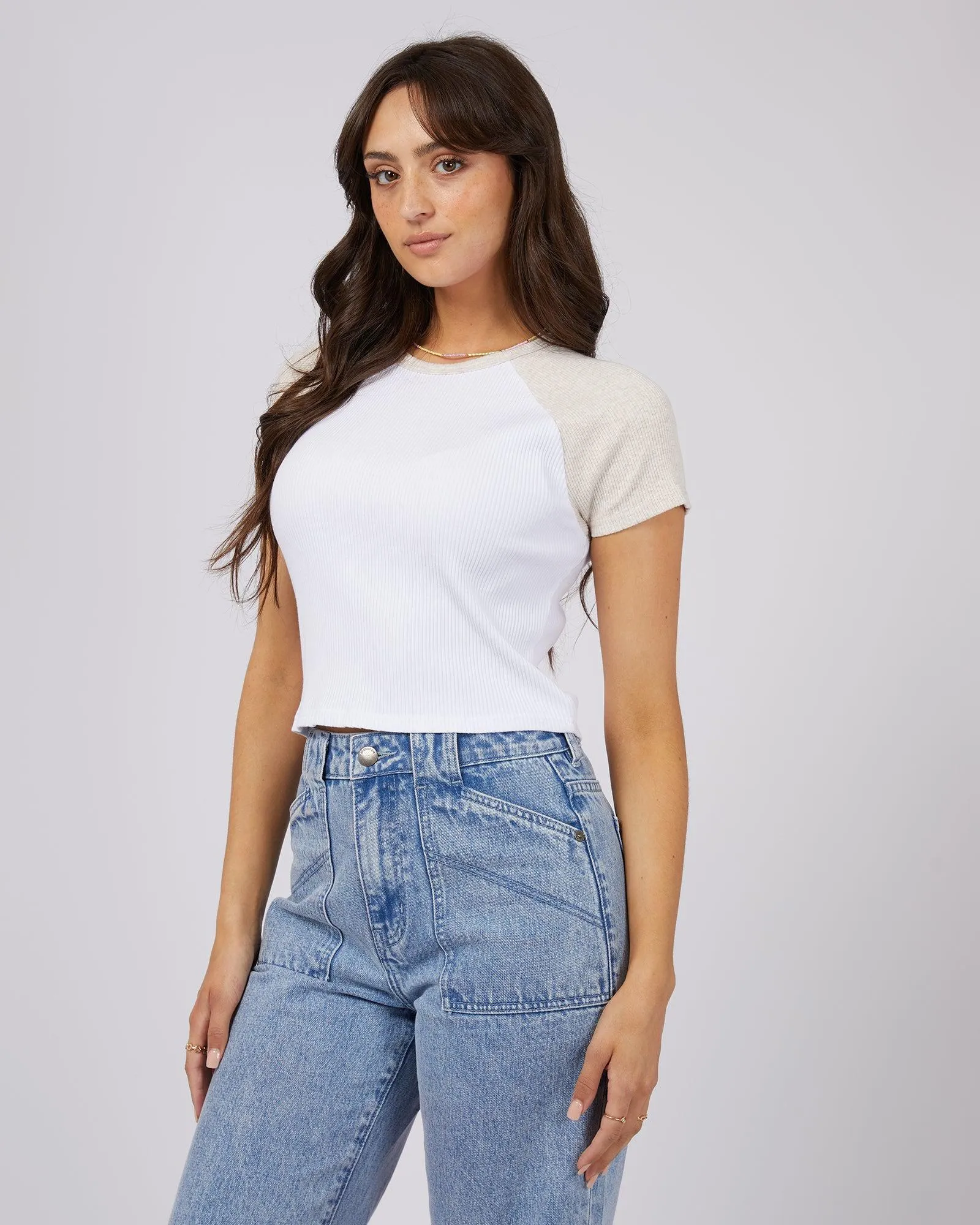 Eve Ringer Rib Tee Oat sold by edge clothing product image thumbnail 4