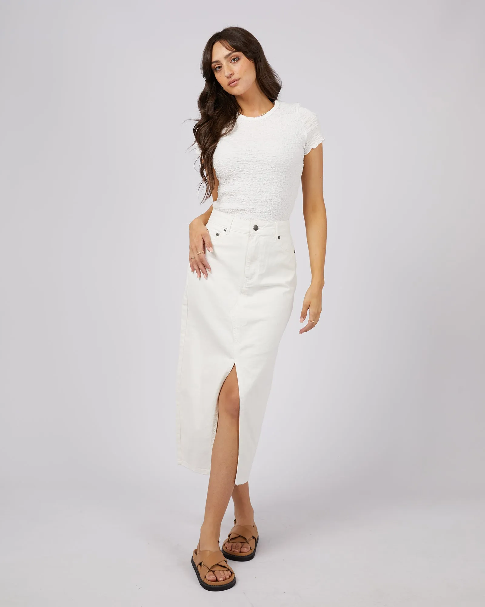 Jessie Midi Denim Skirt Vintage White sold by edge clothing product image thumbnail 2