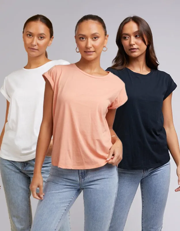 Lucy Tee 3 Pack Black, White & Orange sold by edge clothing