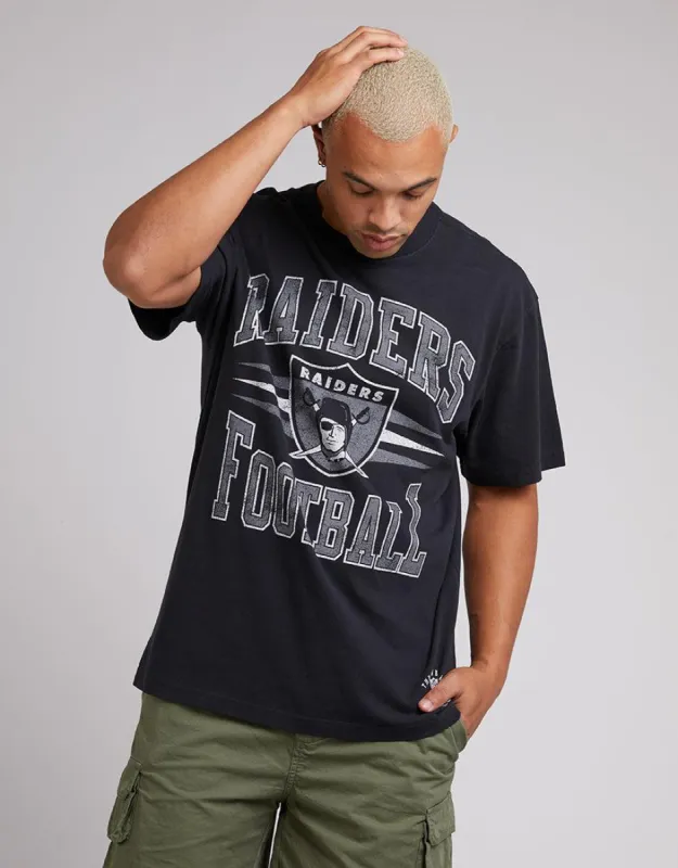 Raiders Diamond Tee Faded Black Grey Heather sold by edge clothing
