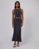 Luxe Maxi Skirt Steel sold by edge clothing