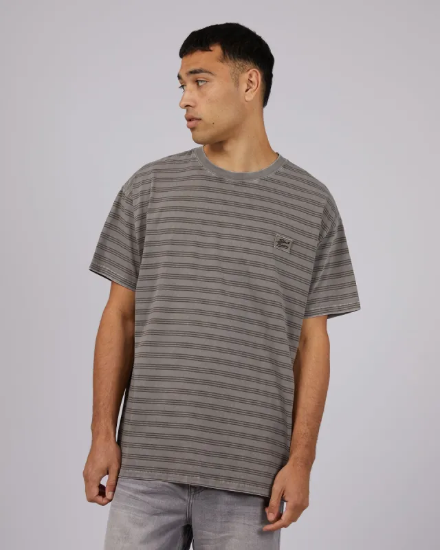 Overdyed Stripe Tee Charcoal sold by edge clothing