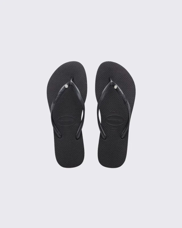 Slim Crystal Thongs Black sold by edge clothing