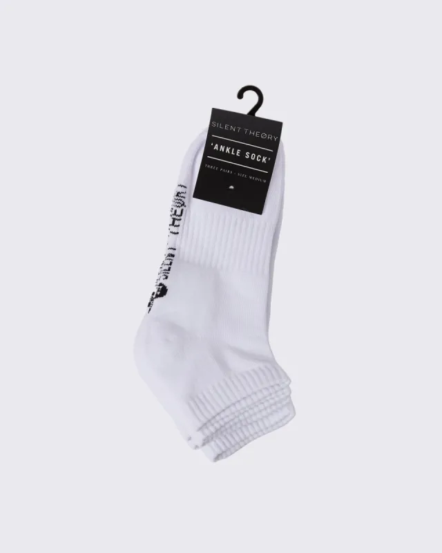 3 Pack Ankle Sock White sold by edge clothing