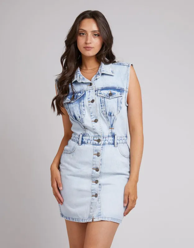 Kennedy Denim Mini Dress Bleach sold by edge clothing