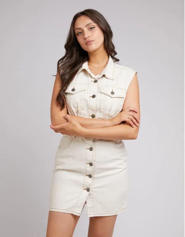 Kennedy Denim Mini Dress Ecru sold by edge clothing