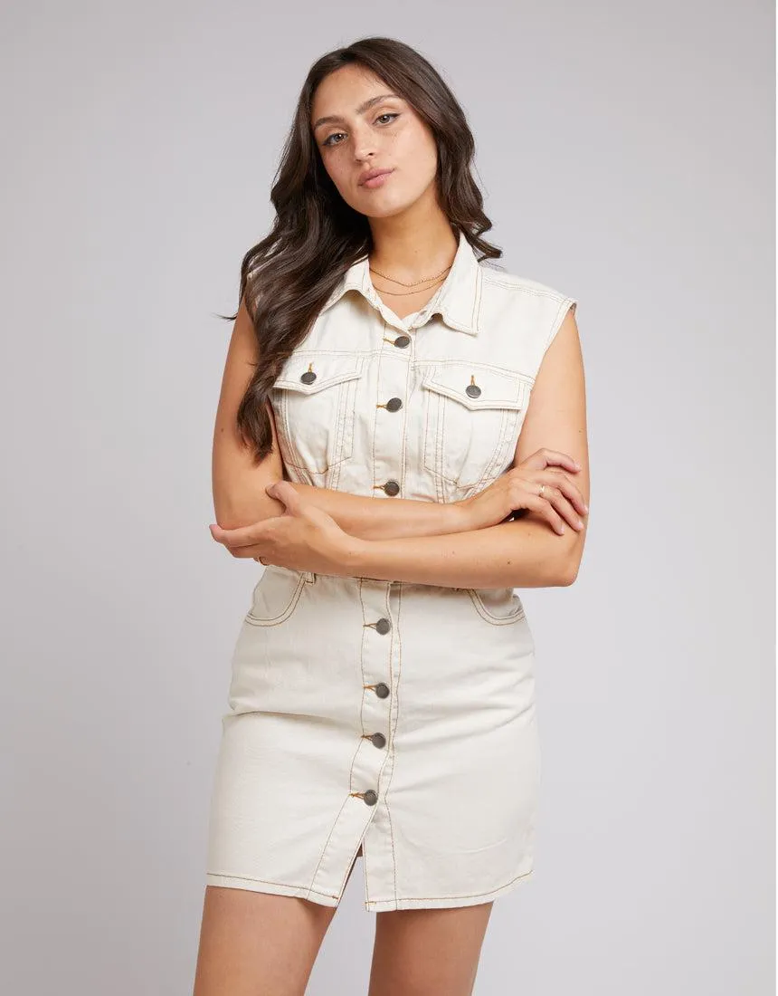 Kennedy Denim Mini Dress Ecru sold by edge clothing