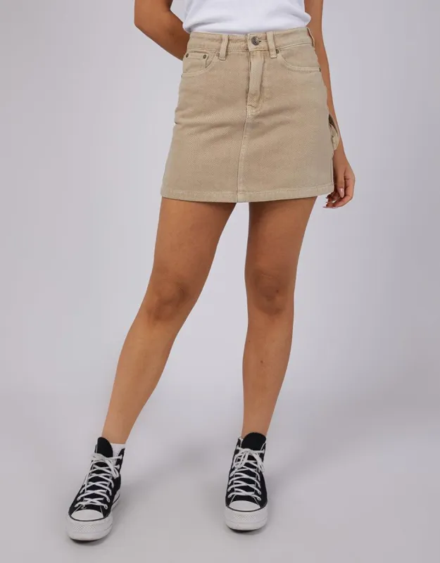 Cargo Denim Skirt Beige sold by edge clothing