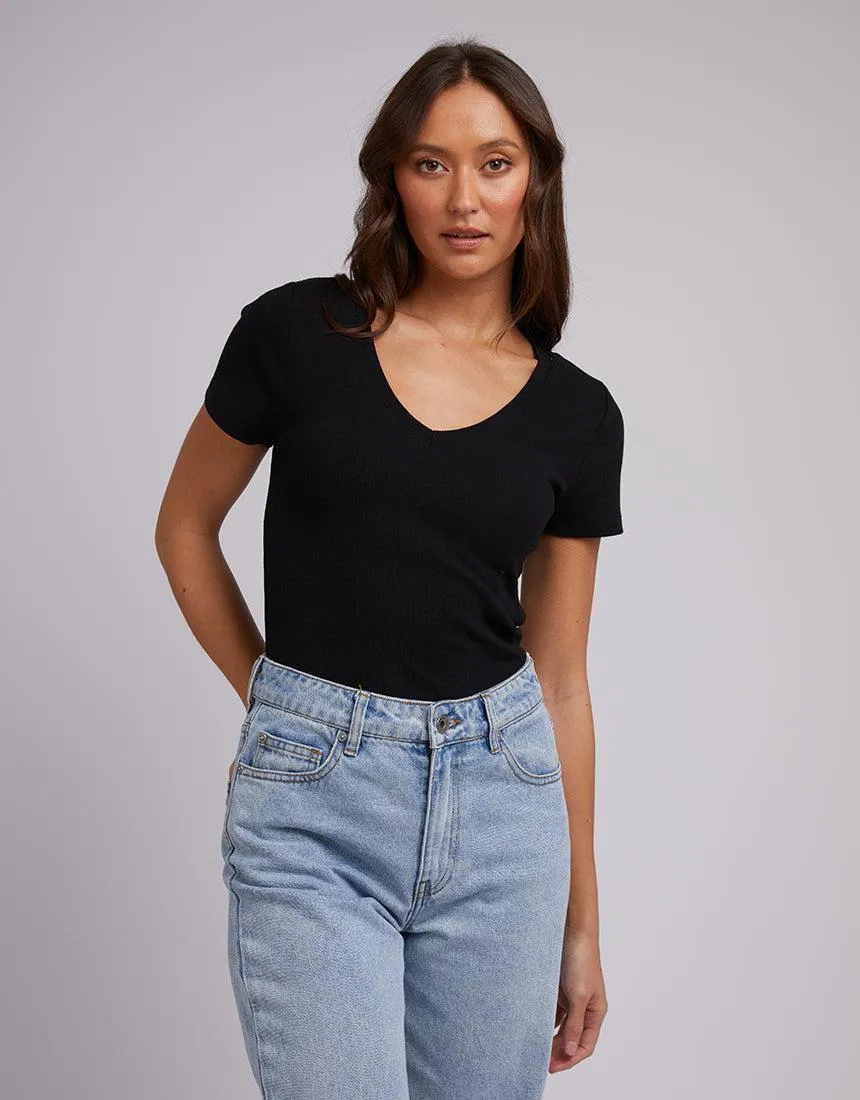 Lily V Neck Tee Black sold by edge clothing