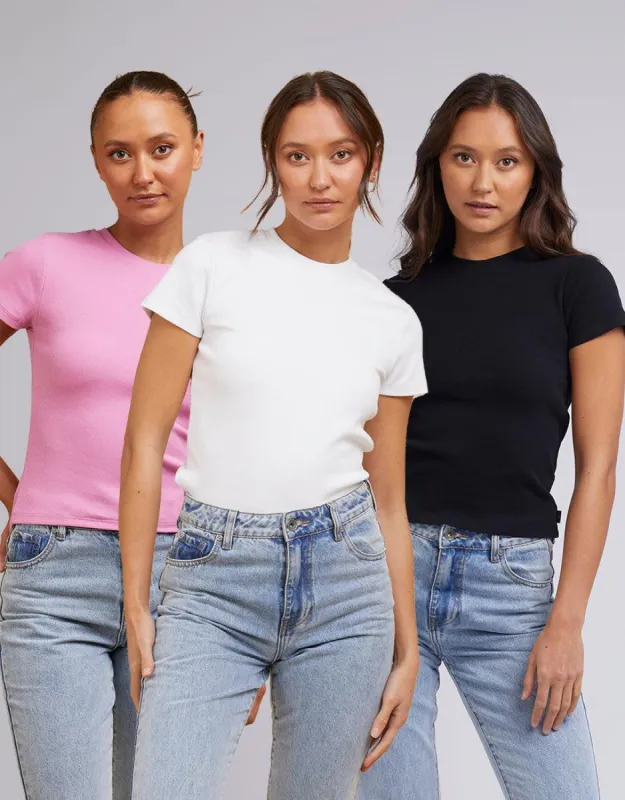 Margo Tee 3 Pack White, Black & Pink sold by edge clothing