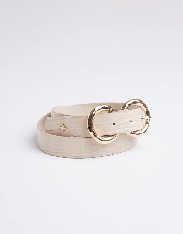 Erika Nude Croc Gold Belt Nude Croc sold by edge clothing