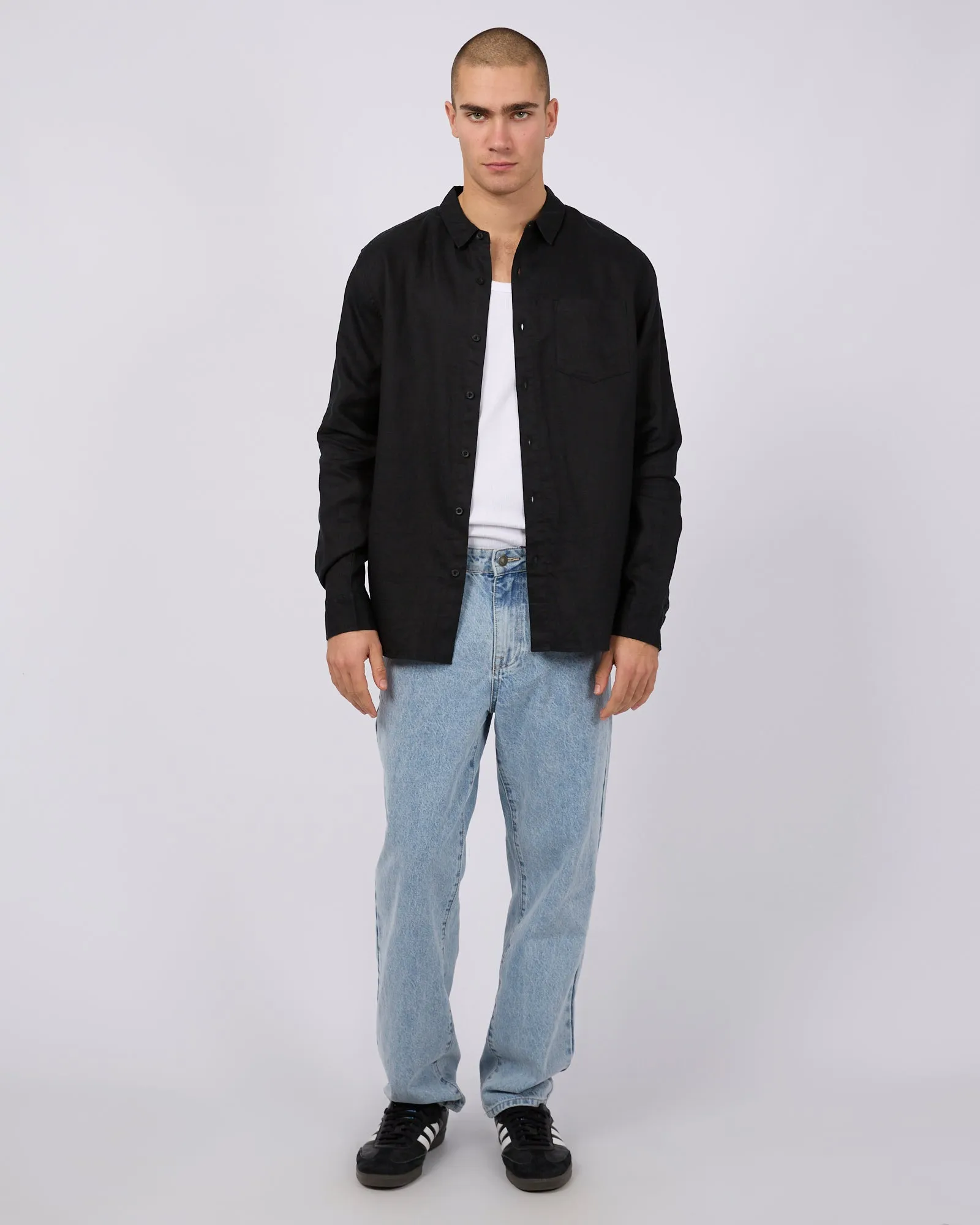Linen Long Sleeve Shirt Black sold by edge clothing product image thumbnail 2