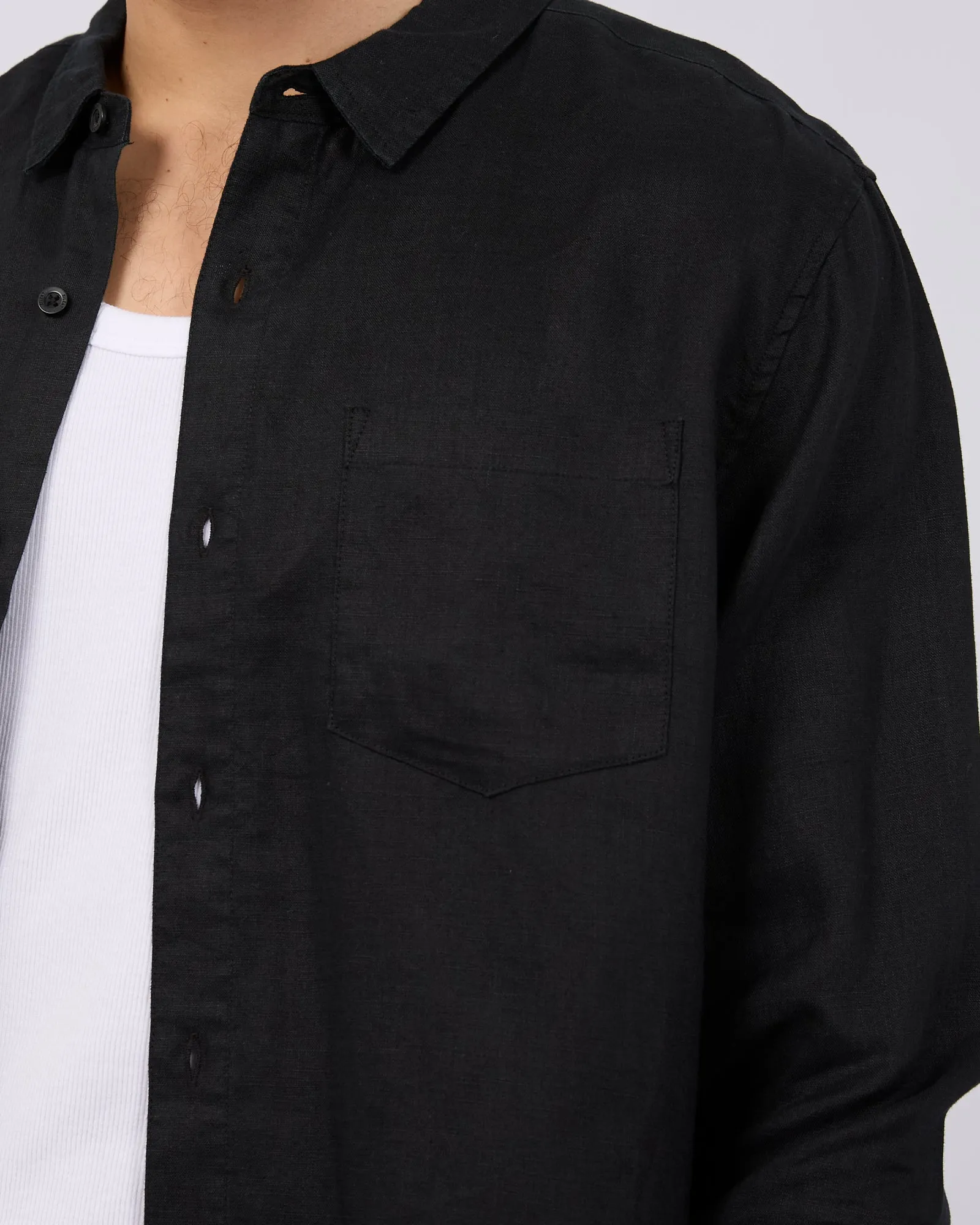 Linen Long Sleeve Shirt Black sold by edge clothing product image thumbnail 5