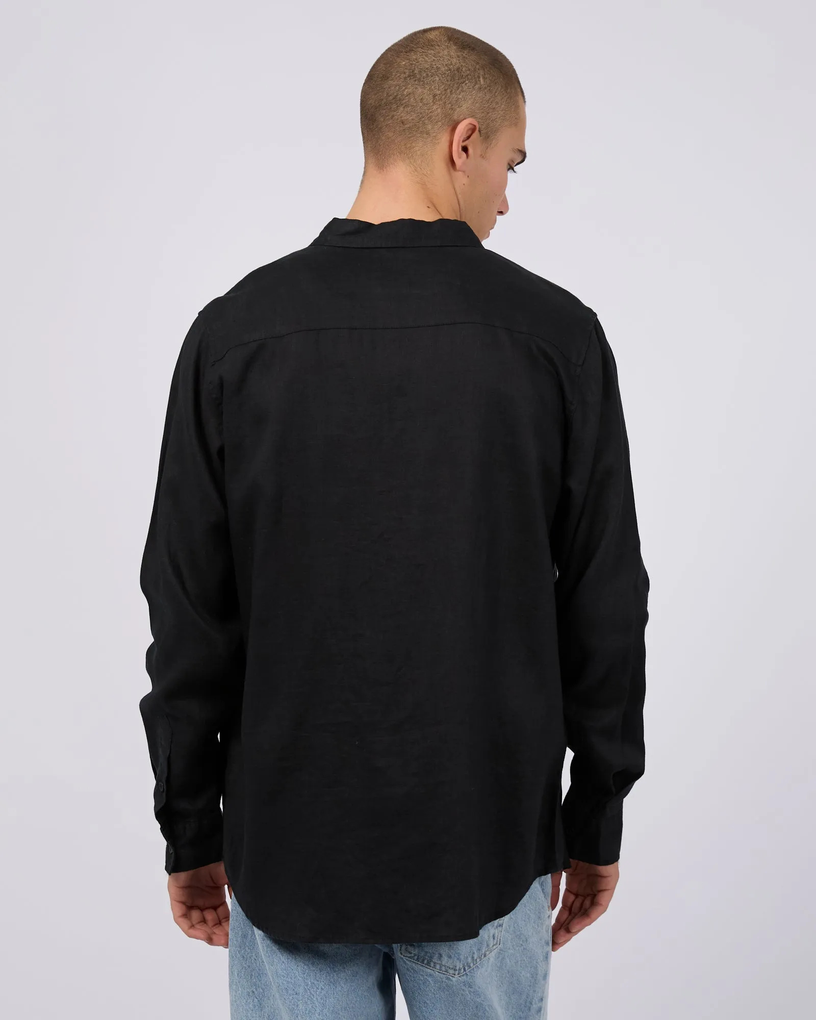 Linen Long Sleeve Shirt Black sold by edge clothing product image thumbnail 3