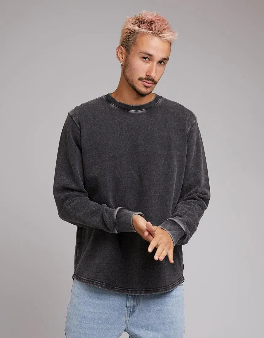 Curved Hem Crew Acid Black sold by edge clothing