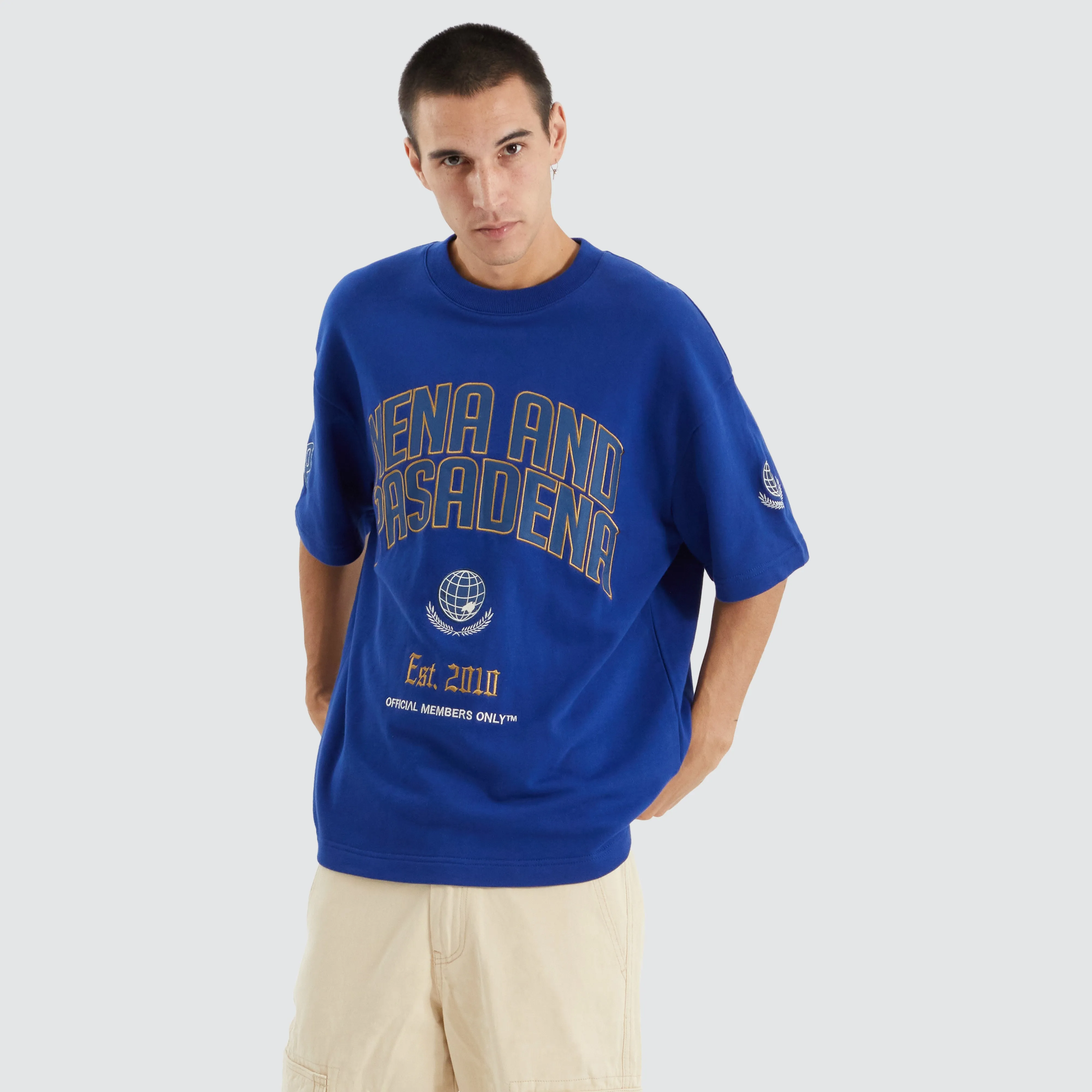 Members Heavy Loop Back Street Tee Blue sold by edge clothing