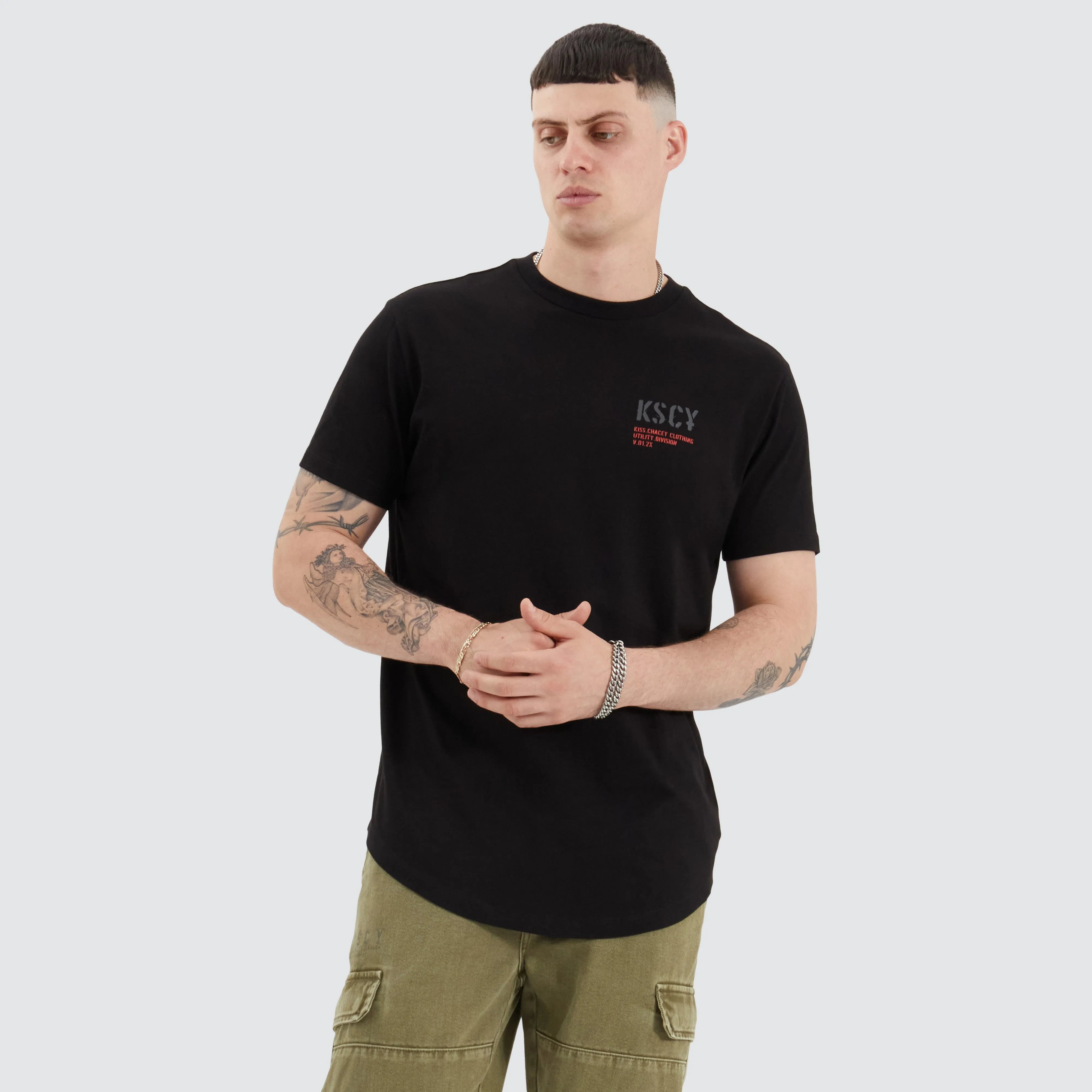 Pleso Dual Curved Tee Anthracite sold by edge clothing
