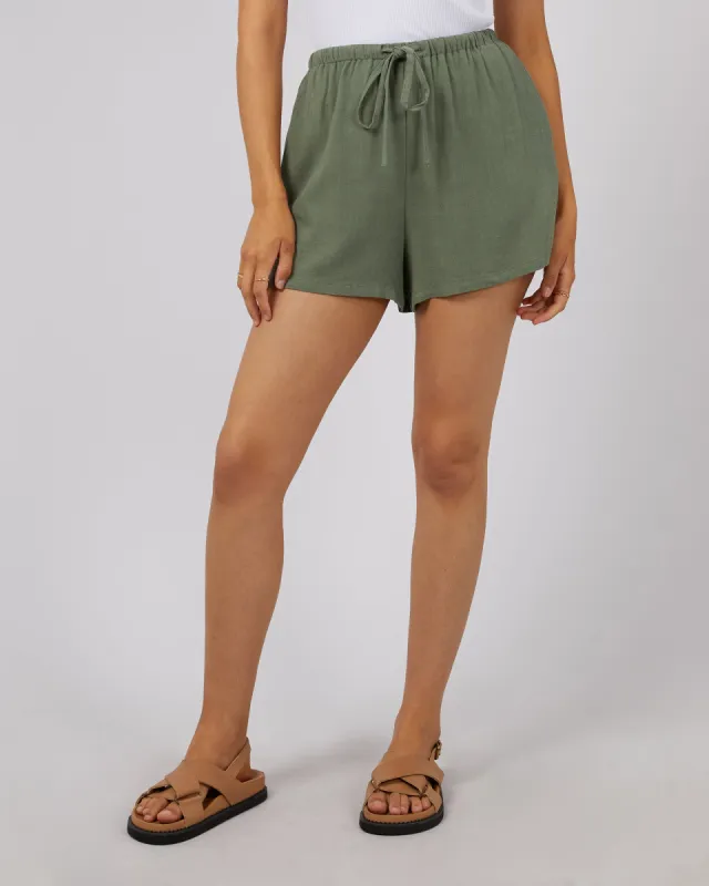 Luxe Linen Mini Short Khaki sold by edge clothing