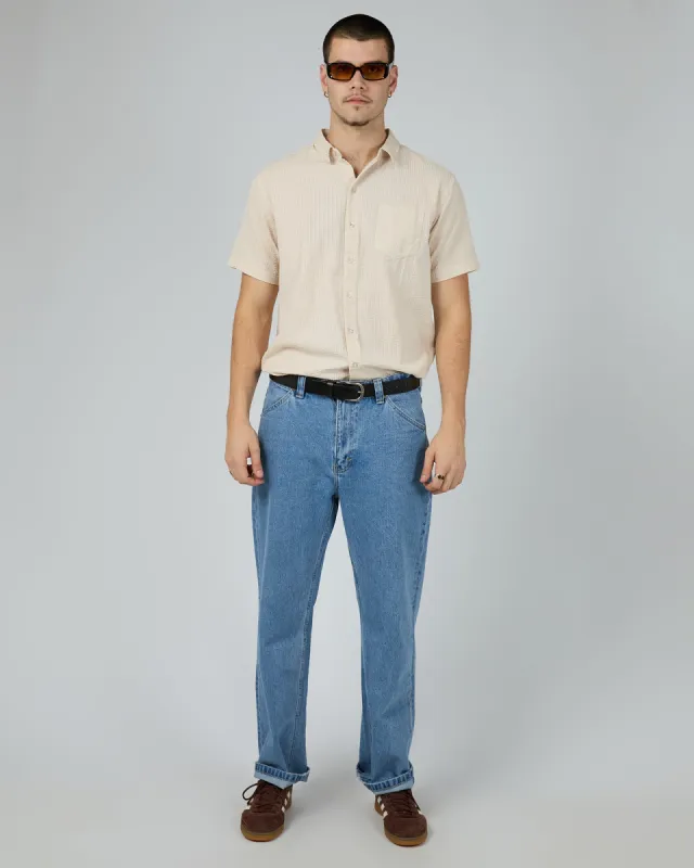 Seersucker Shirt Chalk sold by edge clothing