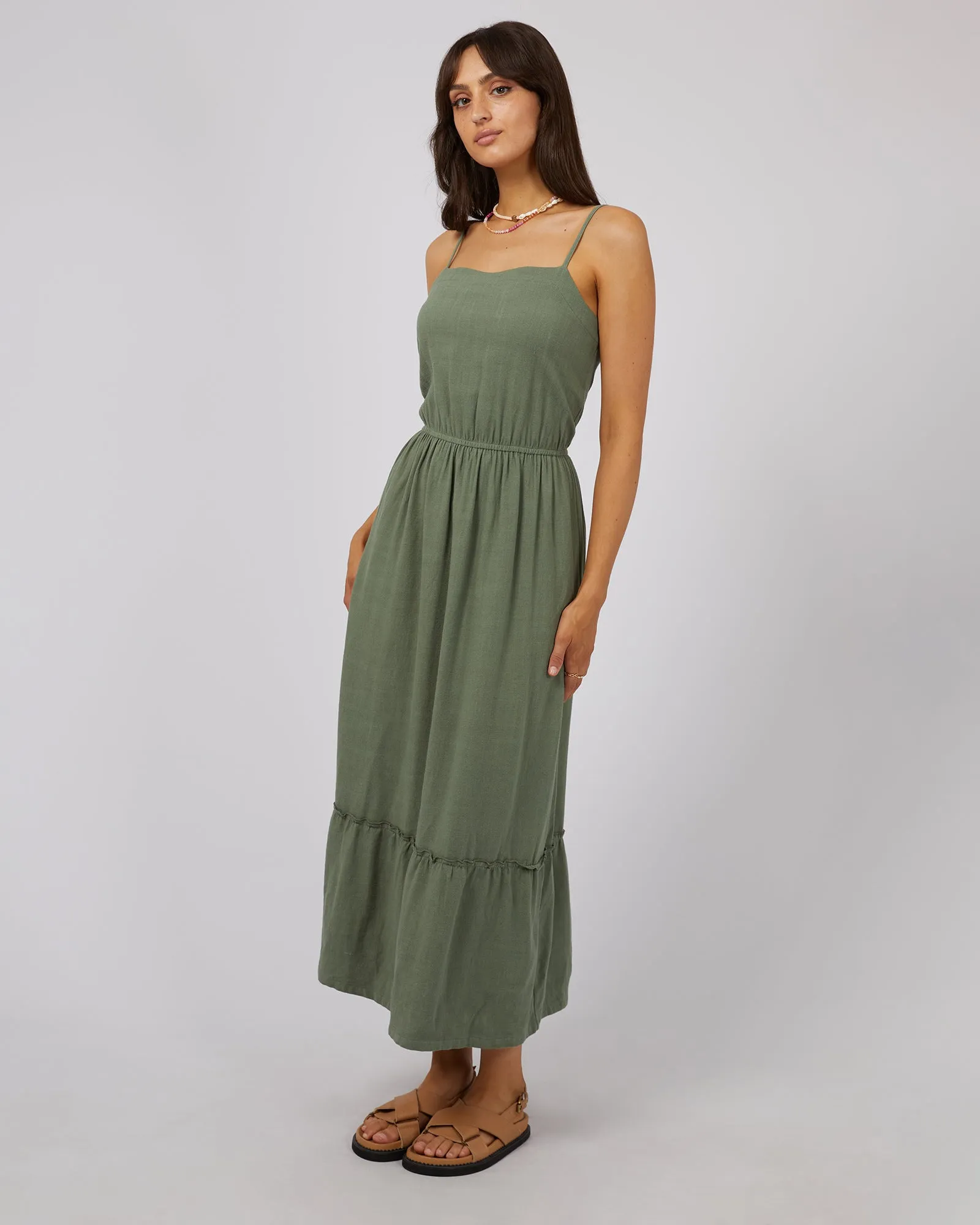 Luxe Linen Maxi Dress Khaki sold by edge clothing product image thumbnail 4