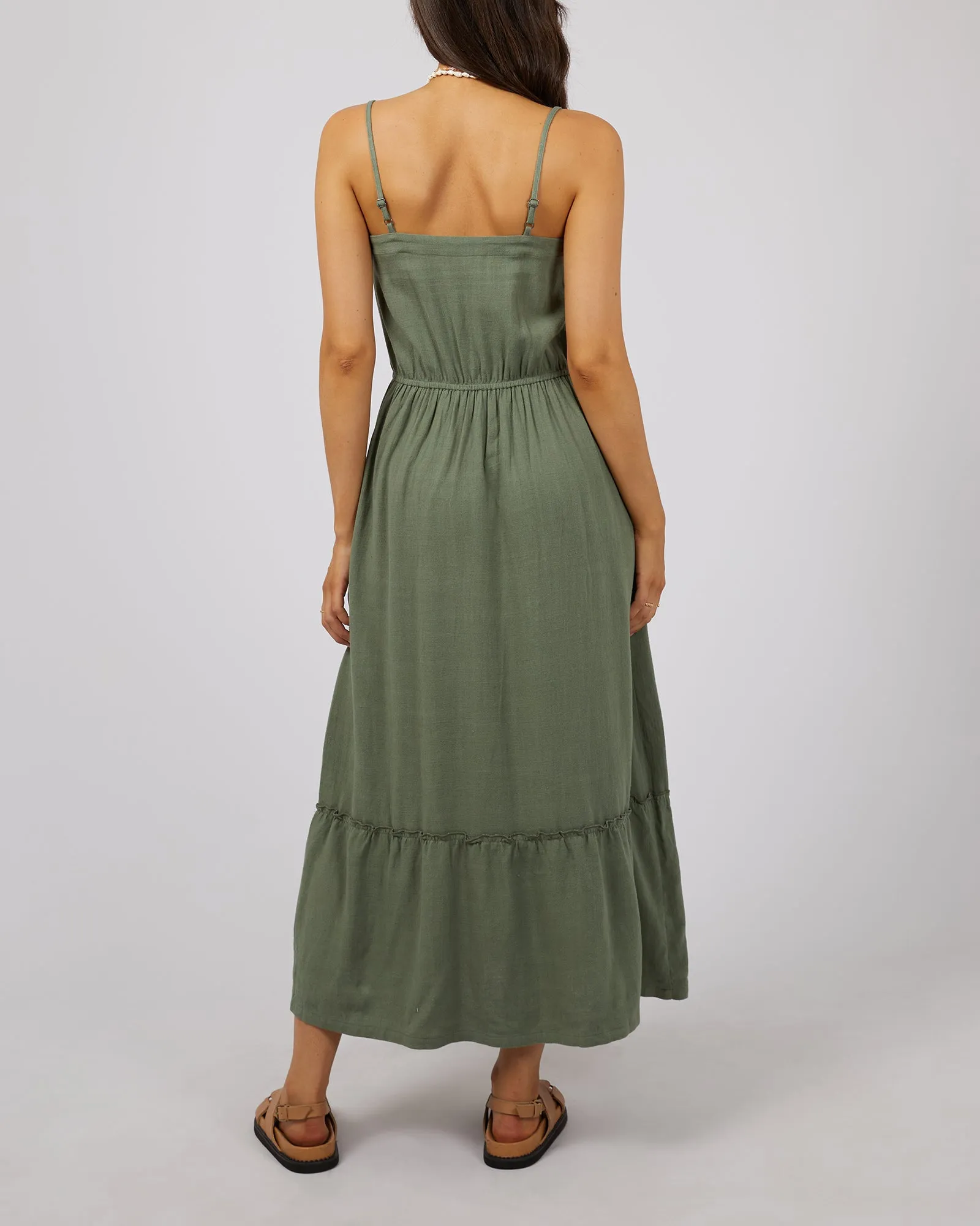 Luxe Linen Maxi Dress Khaki sold by edge clothing product image thumbnail 3