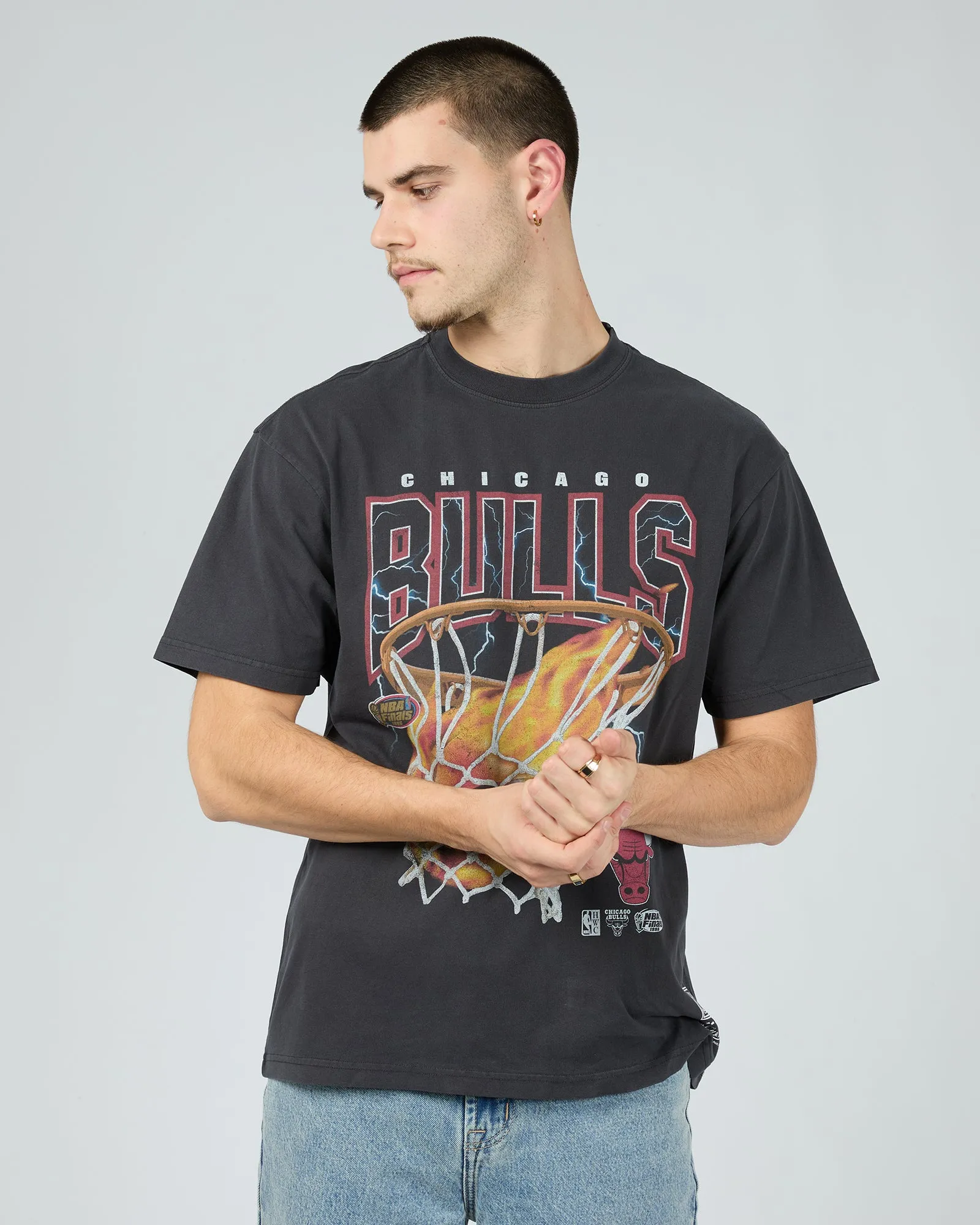 Chicago Bull Fire N Lightning Tee Black sold by edge clothing