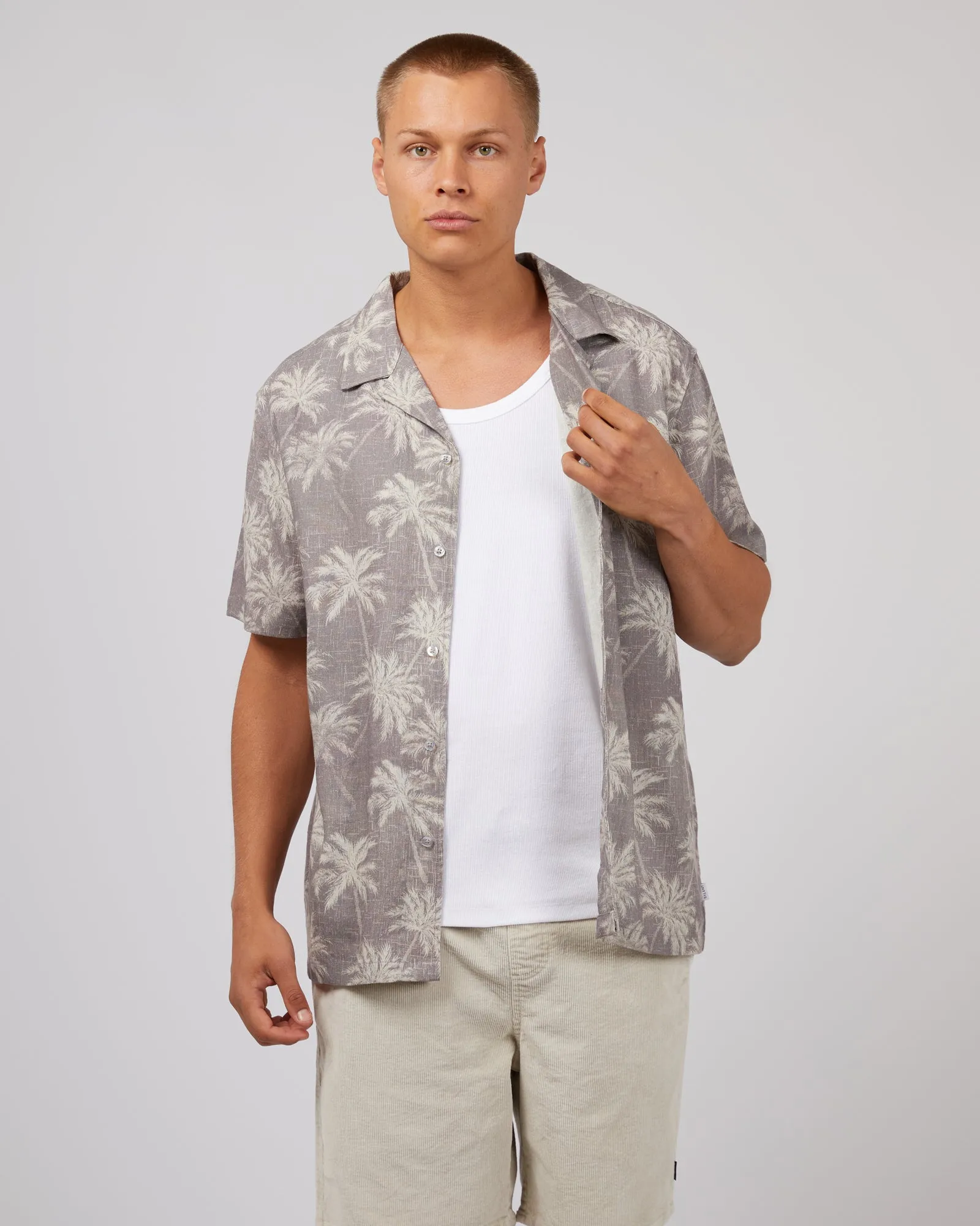 Spike Palm Shirt Grey sold by edge clothing