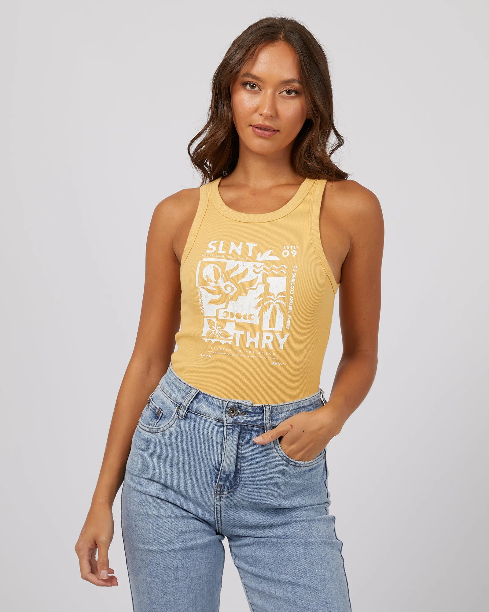 Palm Springs Tank Mustard sold by edge clothing
