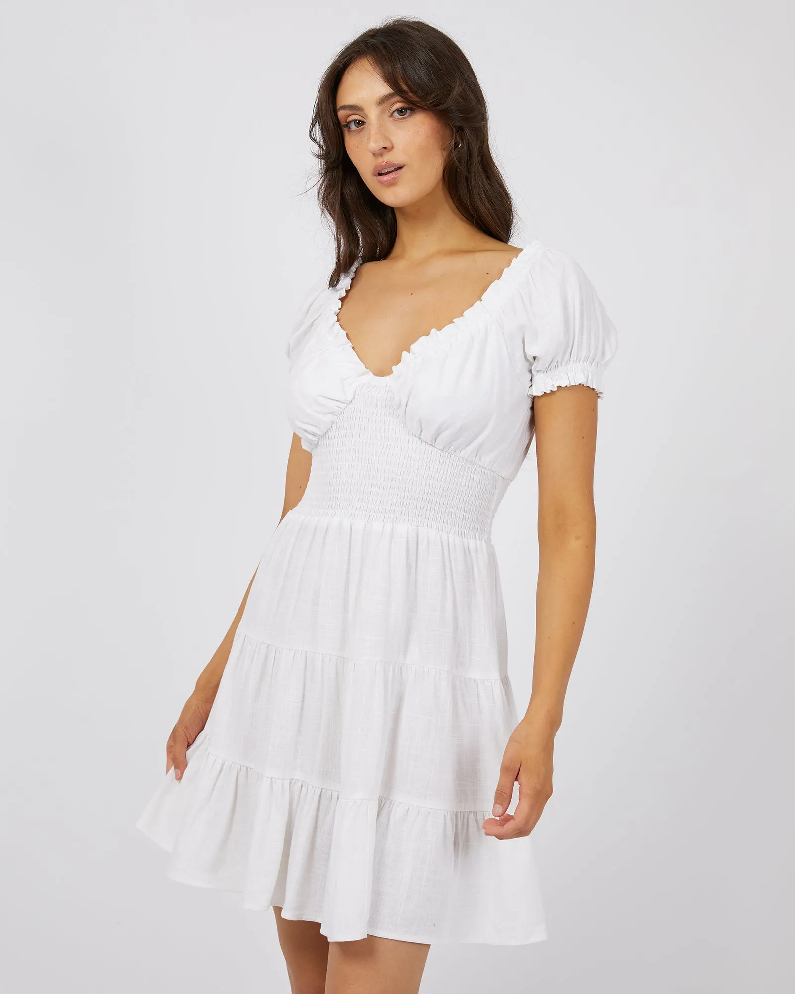 Luxe Linen Mini Dress Vintage White sold by edge clothing product image thumbnail 4