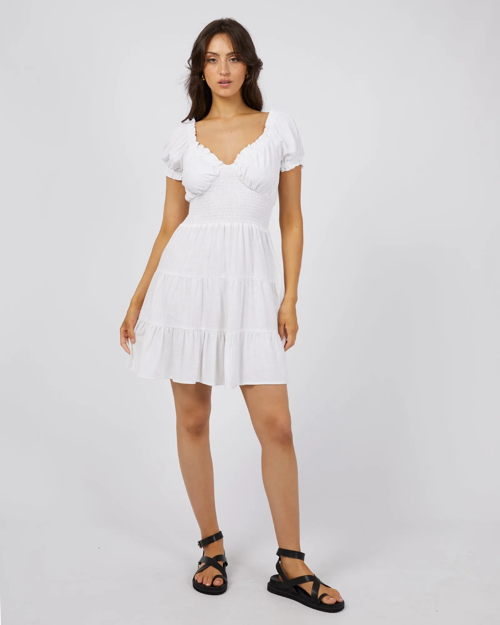 Luxe Linen Mini Dress Vintage White sold by edge clothing product image thumbnail 2