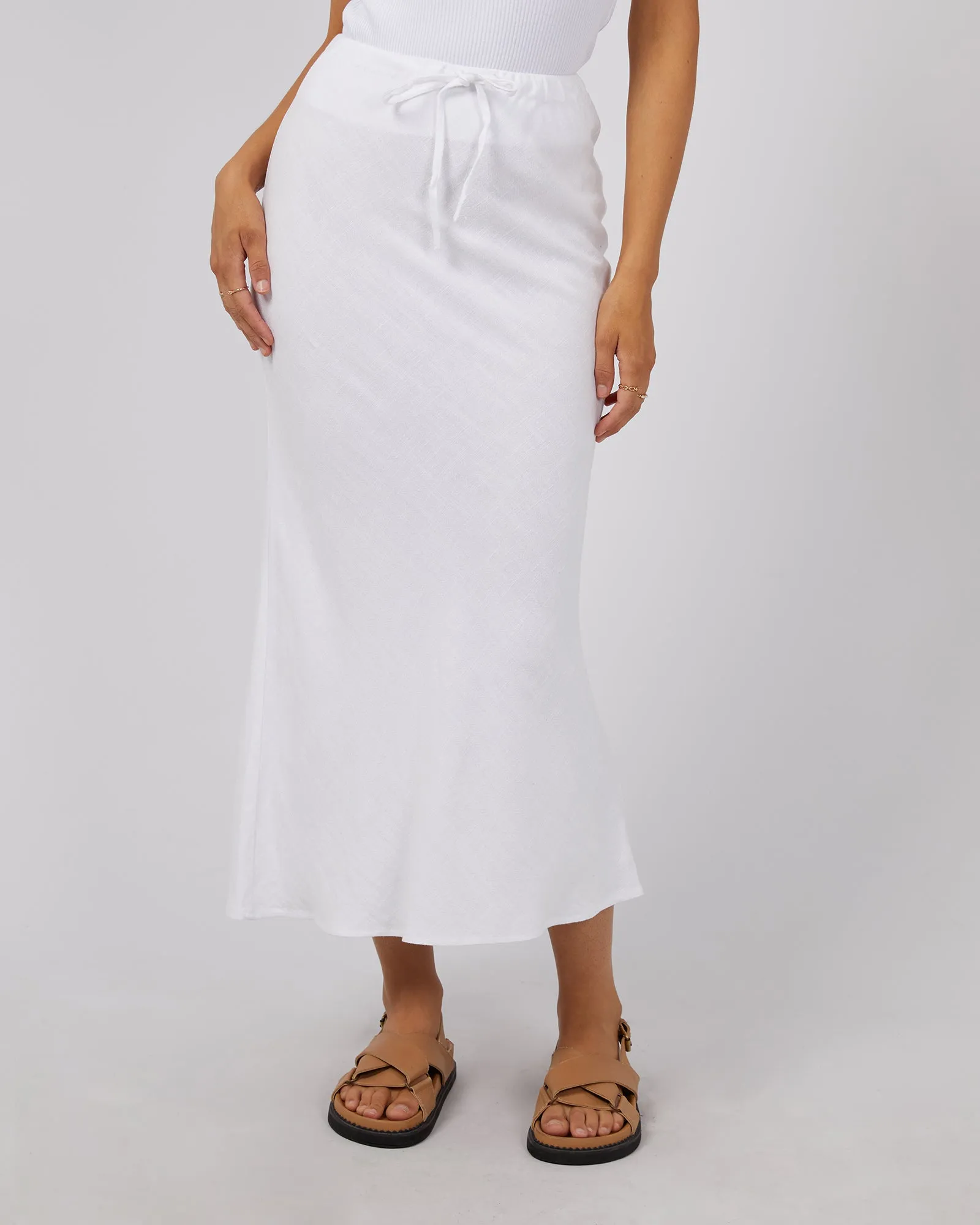 Luxe Linen Maxi Skirt Vintage White sold by edge clothing