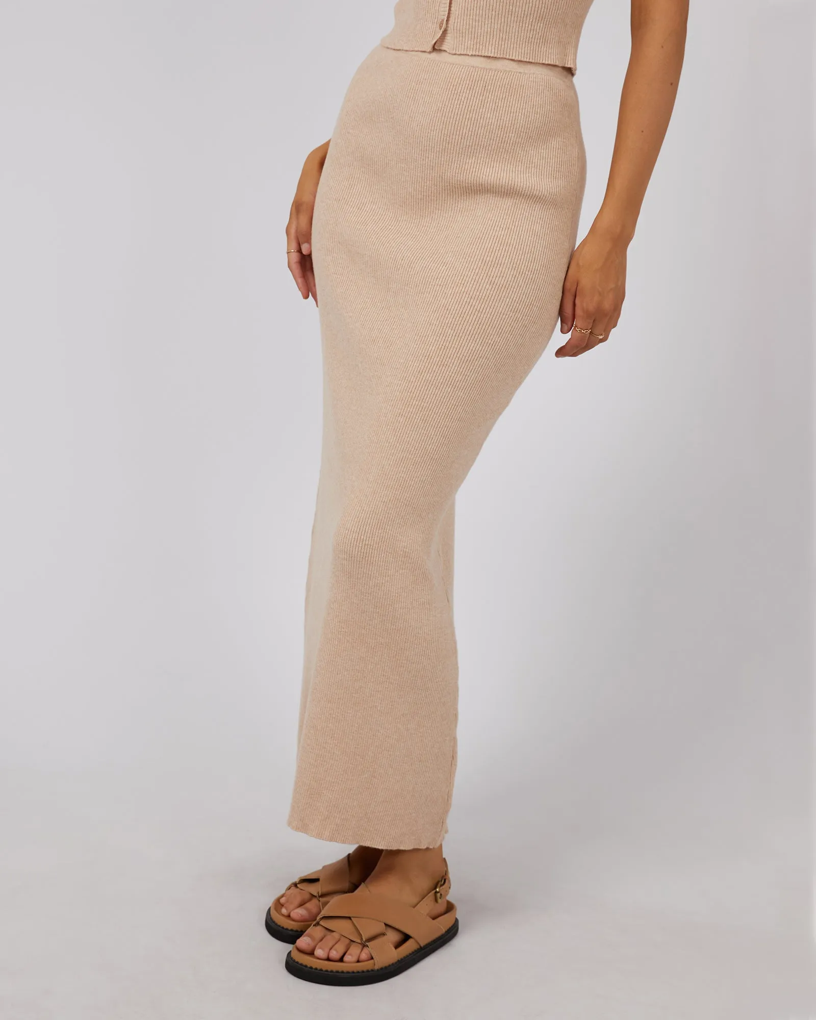Henley Knit Skirt Oatmeal sold by edge clothing product image thumbnail 4