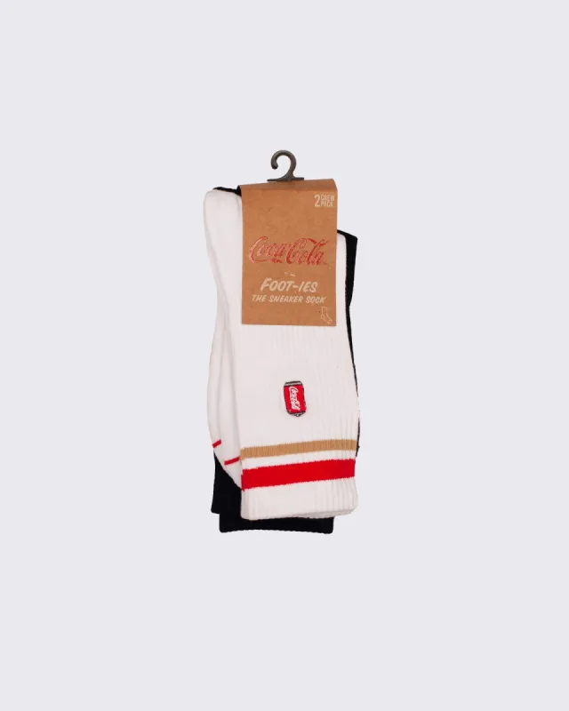 Coke Can Sneaker 2 Pk Sock White Black sold by edge clothing