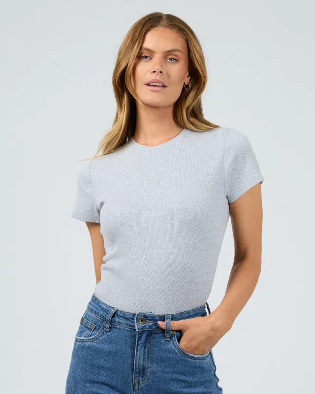 Bella Tee Grey Marle sold by edge clothing