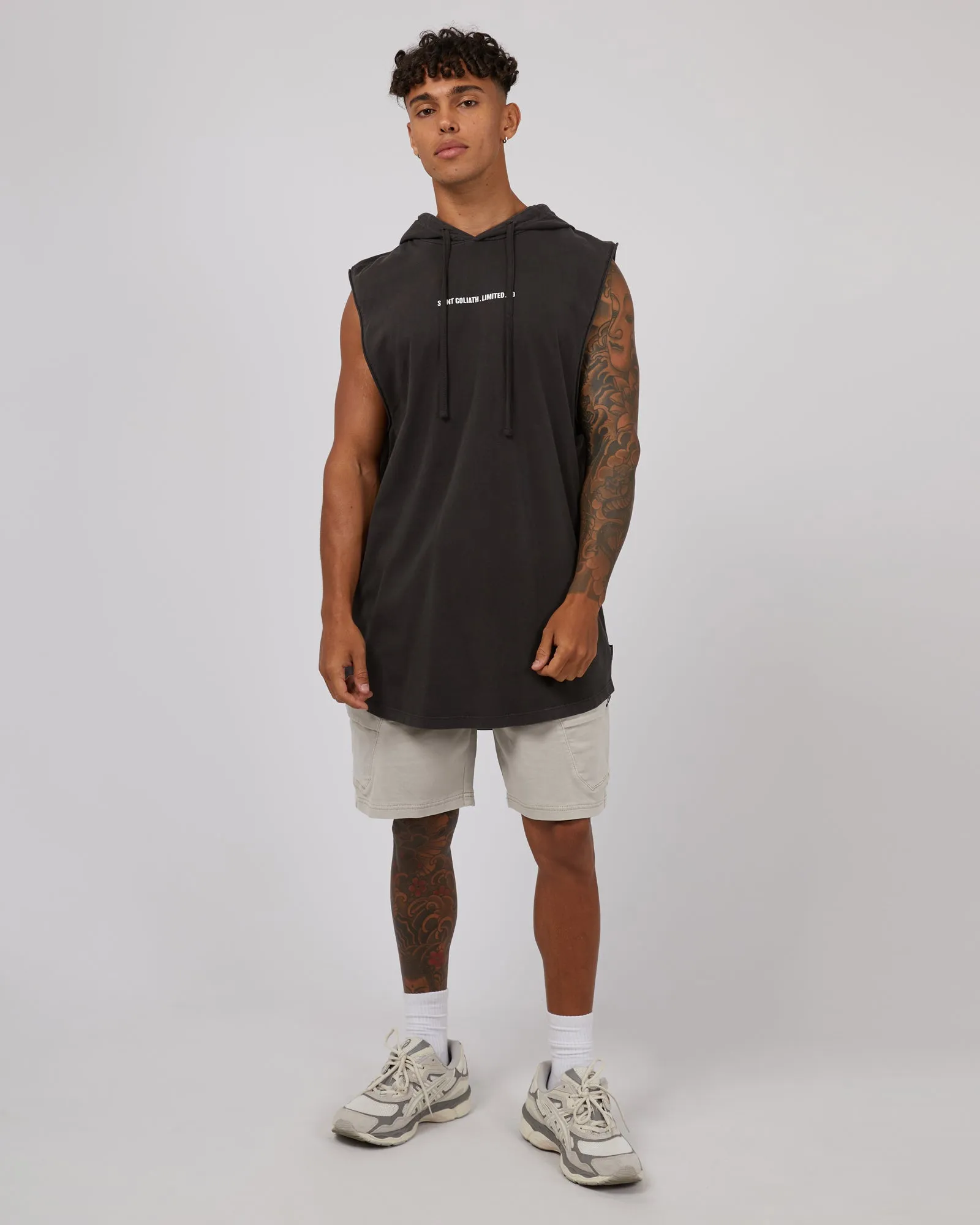 Elevate Hooded Muscle Coal sold by edge clothing