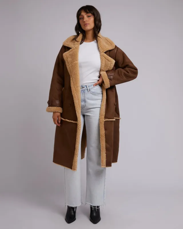 Mia Sherpa Coat Brown sold by edge clothing