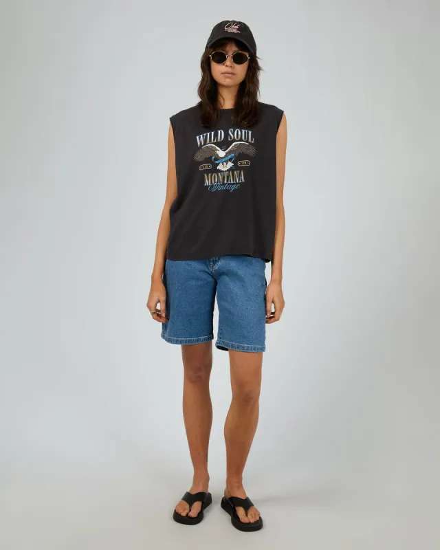 Wild Soul Tank Washed Black sold by edge clothing