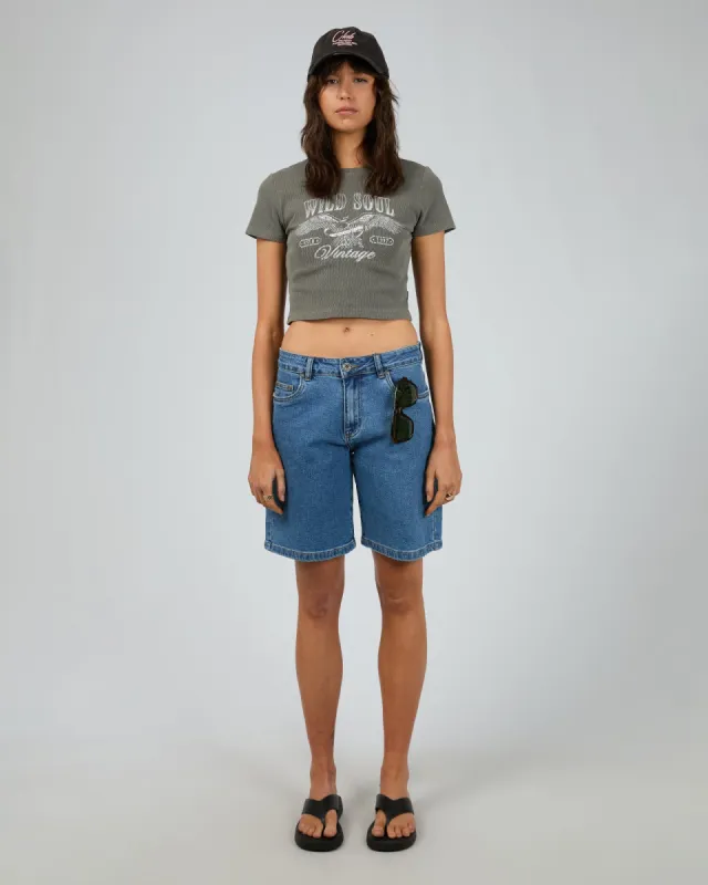 Wild Soul Crop Tee Charcoal sold by edge clothing