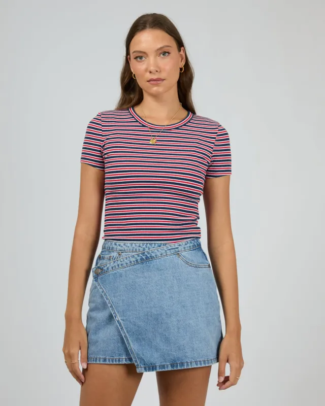 Eve Rib Stripe Tee Navy sold by edge clothing