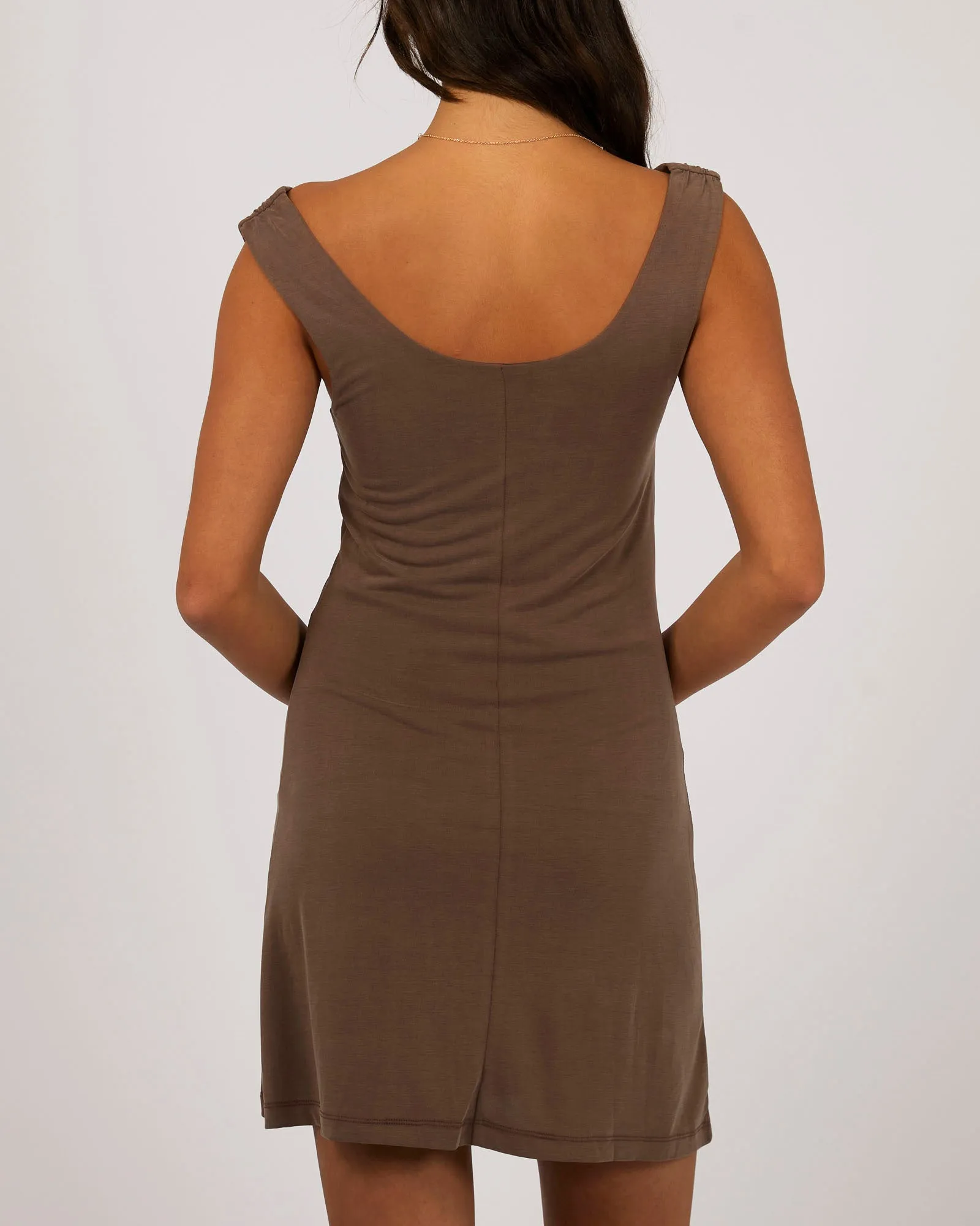 Luxe Cowl Neck Mini Dress Brown sold by edge clothing product image thumbnail 3