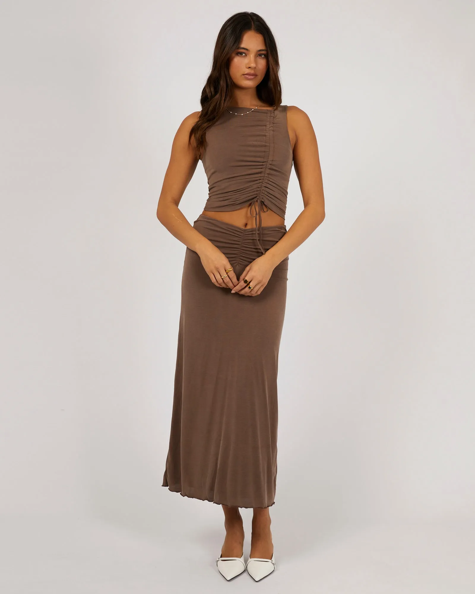 Luxe Ruched Tank Brown sold by edge clothing product image thumbnail 2
