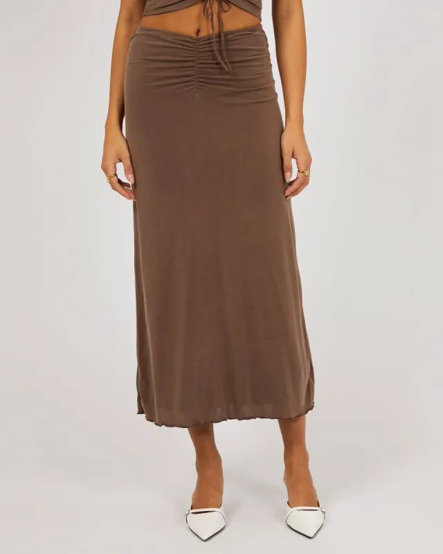 Luxe Maxi Skirt Brown sold by edge clothing