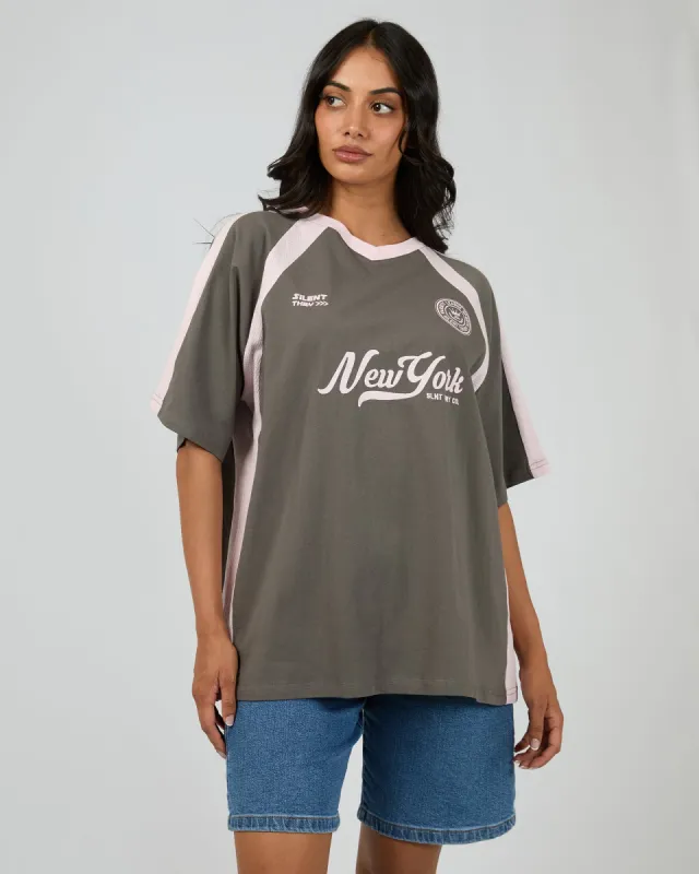 New York Panelled Tee Charcoal sold by edge clothing