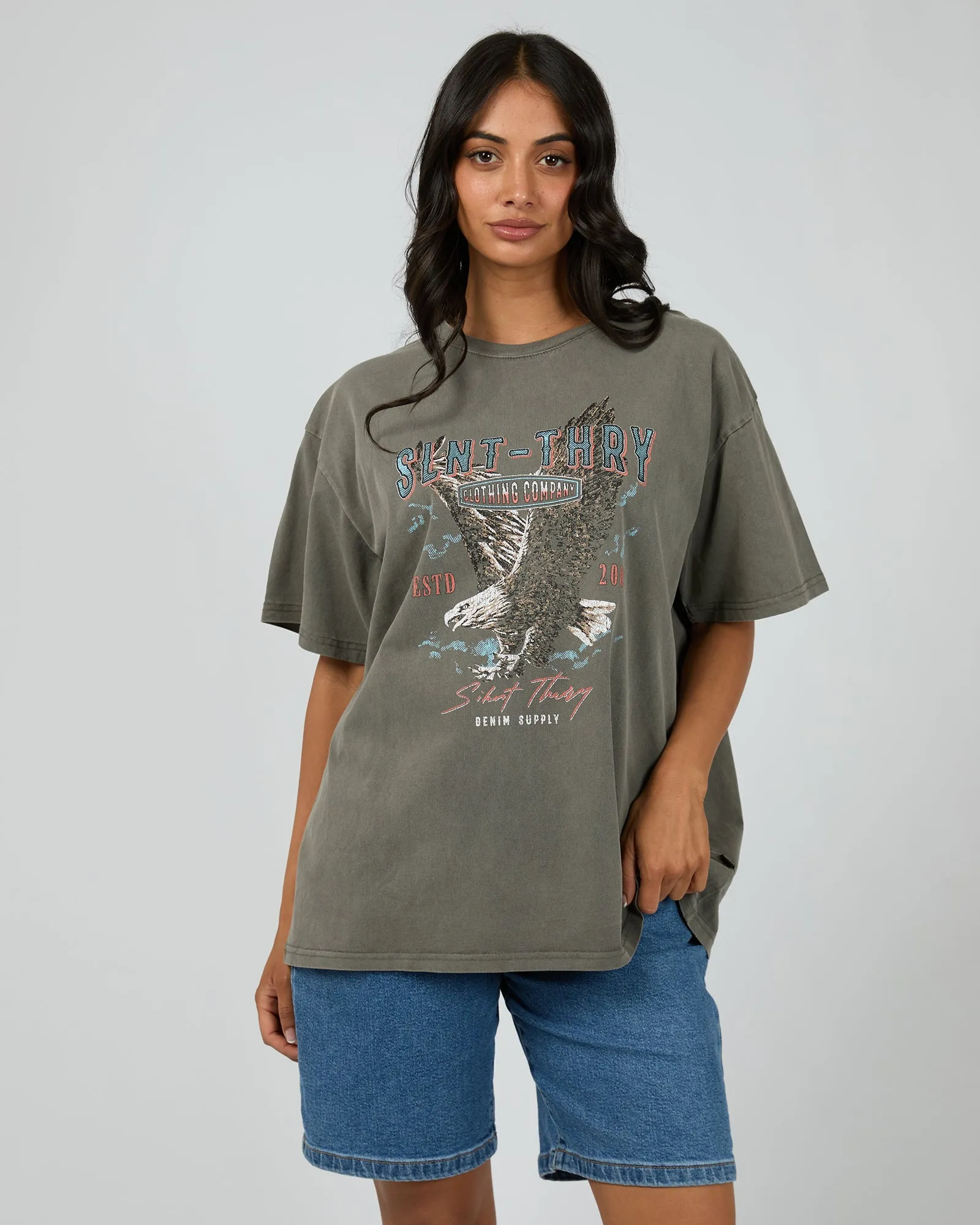 Rider Tee Charcoal sold by edge clothing