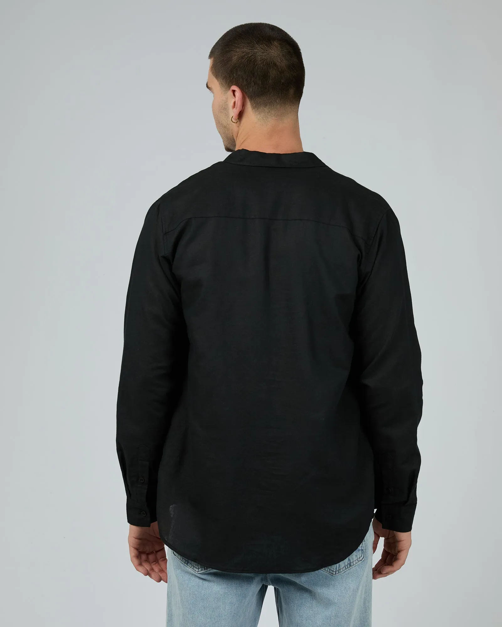 Linen Long Sleeve Shirt Black sold by edge clothing product image thumbnail 3